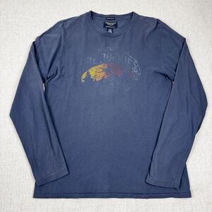 Vintage Y2K American Eagle Shirt Mens M Medium Blue Long Sleeve Tee Slim Fit